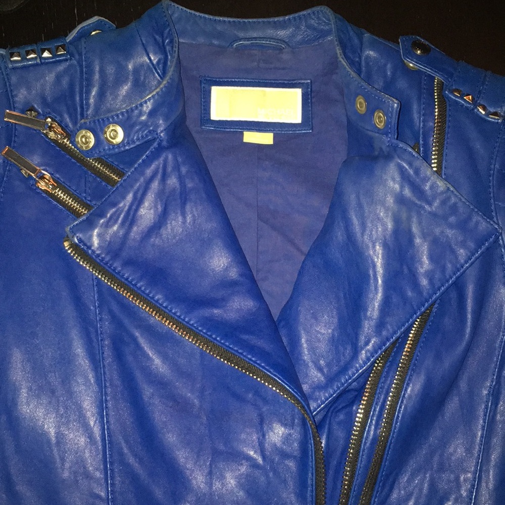 Killer blue Michael Kors leather jacket - Picture 2 of 8